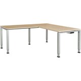 mauser Pisalna miza, kotna, spodnji del iz kvadratne/okrogle cevi, VxŠxG 650 - 850 x 1600 x 800 mm, kotni element na levi strani (širina 1000 mm), plo | Shoptok.si