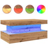 vidaXL Klubska mizica z LED lučkami artisian hrast 90x50x40 cm | Shoptok.si