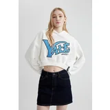 Defacto Coool Yale University Oversize Fit Hooded Crop Sweatshirt