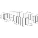 vidaXL kavez za pse crni 19,36 m² čelični | shoptok.hr
