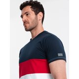 Ombre Men's tricolor T-shirt with wide stripes - navy | shoptok.hr