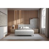 MID.YOU OBLAZINJENA POSTELJA 180 cm x 200 cm , les, tekstil, leseni material siva | Shoptok.si
