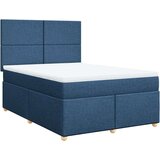 vidaXL Box spring postelja z vzmetnico modra 140x200 cm blago, (21305369) | Shoptok.si