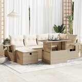 Maison Chic Seti vrtnega pohištva - Vrtna garnitura - Vrtni pohištvo set 7-delna z blazinami bež poli ratan, (21802956) | Shoptok.si