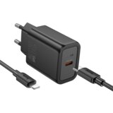 hoco. polnilec N60 GaN PD 20W Type C s kablom Type C na Lightning - črn | Shoptok.si