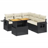  6-dijelni set vrtnih sofa s jastucima crni od poliratana | shoptok.hr