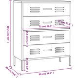  Ladičar boja senfa 80 x 35 x 101,5 cm čelični | shoptok.hr
