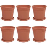 vidaXL Lončki za rastline 6 pcs Kamnito rdeča Ø 17 x 14 cm Plastika, (5000162969) | Shoptok.si