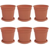 vidaXL Saksije za biljke 6 pcs Crvena cigla Ø 17 x 14 cm Plastika - Crvena cigla Ø 19 x 16 cm 6 | shoptok.hr