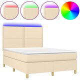 Maison Chic Box spring postelja - Vzmetna postelja z vzmetnico LED krem 140x190 cm blago SL22569, (21892012) | Shoptok.si