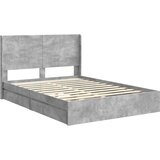  Krevetna konstrukcija s pohranom i uzglavljem Betonska siva 150 x 200 cm | Shoptok.si