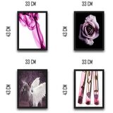 Wallity dekorativna slika u okviru (4 komada) purple unicorn set | ePonuda.com