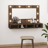 Ormarić s ogledalom LED boja smeđeg hrasta 90x31,5x62 cm | shoptok.hr
