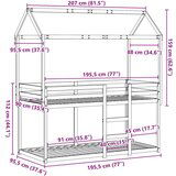 Pograd s streho bel 90x190 cm trdna borovina, (21243059) | Shoptok.si