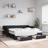  Dnevni krevet na razvlačenje s ladicama crni 90x190 cm tkanina | shoptok.hr