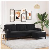 vidaXL Trosjed s tabureom crni 210 cm baršunasti | shoptok.hr