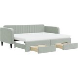  The Living Store Izvlečna dnevna postelja s predali svetlo siva 90x200 cm žamet - Izvlečna Dnevna Postelja, (21488470) | Shoptok.si