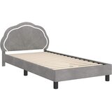 Krevet za djecu s uzglavljem Svjetlosiva 90 x 200 cm Baršun | shoptok.hr
