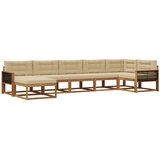 vidaXL Zunanja garnitura za sedenje z blazino 7 pcs Naravna in bež, (5000282319) | Shoptok.si