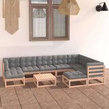  10-dijelna vrtna garnitura od masivne borovine s jastucima | shoptok.hr