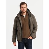 Ombre Men's lightweight jacket with hood and mesh lining - olive | shoptok.hr