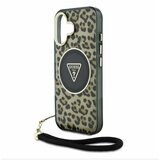 Guess IML Leopard Triangle Logo Strap MagSafe Zadní Kryt pro iPhone 16 Brown Ovitek za telefon Vijolična | Shoptok.si