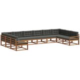  Set vanjskih sofa 10 kom. Prirodna i antracit Smeđa 483 x 250 x 73 cm | shoptok.hr