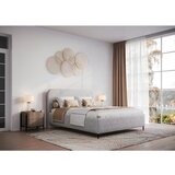 MID.YOU OBLAZINJENA POSTELJA 140 cm x 200 cm , les, tekstil, leseni material svetlo siva | Shoptok.si