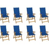  Sklopive stolice s jastucima 8 kom. Masivno bagremovo drvo Plava 120 x 50 x 3 cm | shoptok.hr