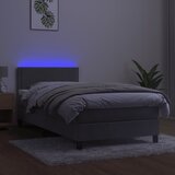 Krevet box spring s madracem LED svjetlosivi 90x200 cm baršun | Eponuda.ba