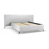 Milo Casa Svijetlo sivi tapecirani bračni krevet s prostorom za pohranu s podnicom 180x200 cm Walter –