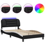 Maison Chic Posteljni okvir - Enojna postelja - Postelja za odrasle z LED lučkami črn bel 100x200 cm umetno usnje, (21696420) Cene