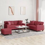  3-dijelni set sofa s jastucima boja vina od umjetne kože | shoptok.hr