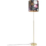 QAZQA Stoječa svetilka zlata / medenina z žametnimi odtenki rož 40/40 cm - Parte Cene