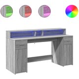  Radni stol s LED svjetlima siva boja hrasta 160x55x91 cm drveni | Eponuda.com