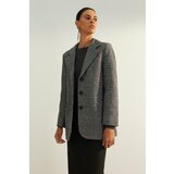 Trendyol Plaid Woven Blazer with a Premium Wool Look Gray Jacket Cene