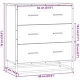 vidaXL Komoda boja hrasta 68x35x76 cm konstruirano drvo i metal | shoptok.hr