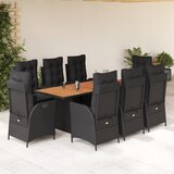 vidaXL 9-dijelni vrtni blagovaonski set s jastucima crni od poliratana | shoptok.hr