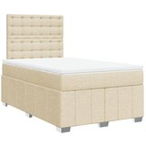 vidaXL Box spring postelja z vzmetnico krem 120x200 cm blago, (21308234) | Shoptok.si