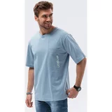 Ombre Majice & Polo majice Moška majica OVERSIZE - modra S1628 pisana
