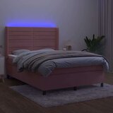  Box spring s madracem LED ružičasti 140x200cm baršunasti | shoptok.hr