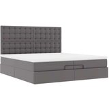 vidaXL Otomanski posteljni okvir z vzmetnicami siv 200x200cm um. usnje, (21611363) | Shoptok.si