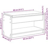  Klupa za hodnik s jastukom s policom Crni Hrast 83 x 38 x 45 cm - Crni hrast 83 cm | shoptok.hr