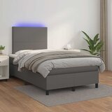 Krevet s oprugama i madracem LED sivi 120x190 cm umjetna koža | Eponuda.com