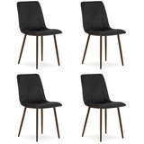 Lava stolica - crni baršun / noge od oraha x 4 | shoptok.hr