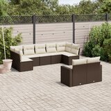 vidaXL 9-dijelni set vrtnih sofa s jastucima poliratan smeđi Cijene