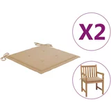 vidaXL Jastuci za vrtne stolice 2 kom bež 50x50x3 cm od tkanine Oxford