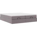 vidaXL Otomanski posteljni okvir z vzmetnicami siv 200x200cm um. usnje | Shoptok.si
