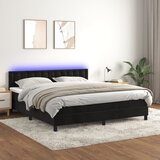 vidaXL Krevet box spring s madracem LED crni 160x200 cm baršun Cijene