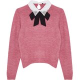 Trendyol Dusty Rose Soft Texture Garnished Ribbon/Bow Detailed Stone Knitted Sweater | shoptok.hr